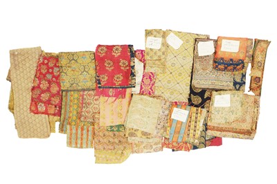 Lot 486 - AN ARCHIVAL SCHOLARLY COLLECTION OF PERSIAN BROCADED SILK SAMPLES AND COTTON SNIPPETS