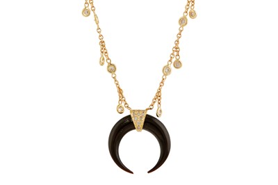 Lot 218 - Jacquie Aiche | A horn and diamond pendant necklace, 2016