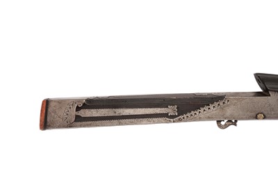 Lot 359 - A LONG OTTOMAN FLINTLOCK RIFLE (SHISHANA) WITH STAINED WALNUT STOCK