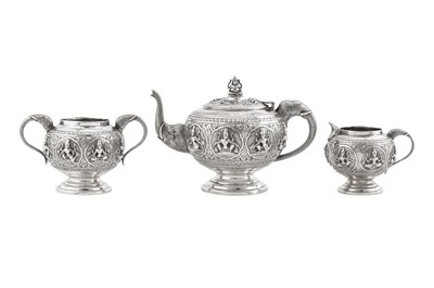 Lot 170 - An early 20th century Anglo – Indian silver three-piece tea service, Bombay circa 1910 by Tarachand Pursram Ramswam