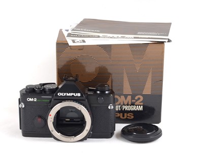 Lot 98 - Boxed Olympus OM-2 Spot Program Camera.