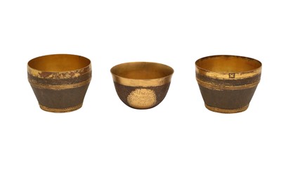 Lot 375 - THREE EARLY 18TH CENTURY HERRENGRUND COPPER CUPS