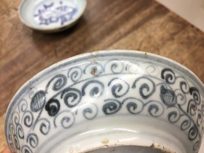 Lot 481 - THREE SMALL CHINESE BLUE AND WHITE DISHES