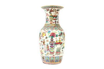 Lot 677 - A CHINESE FAMILLE-ROSE 'SCHOLAR'S OBJECTS' VASE
