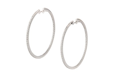 Lot 177 - A pair of diamond hoop earrings