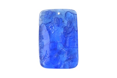 Lot 537 - A CHINESE BLUE PEKING GLASS 'FIGURAL' PLAQUE