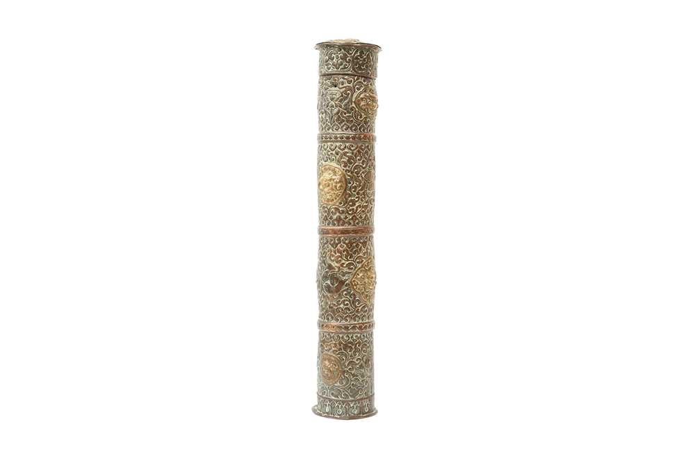 Lot 365 - A TIBETAN COPPER SCROLL BOX