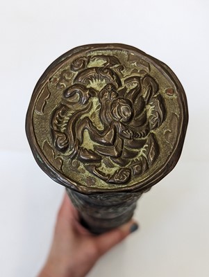 Lot 365 - A TIBETAN COPPER SCROLL BOX