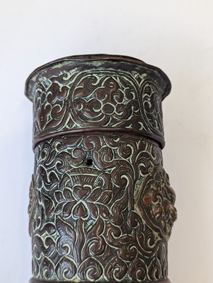 Lot 365 - A TIBETAN COPPER SCROLL BOX