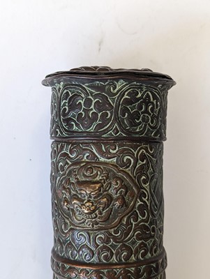 Lot 365 - A TIBETAN COPPER SCROLL BOX