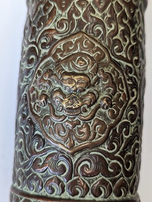 Lot 365 - A TIBETAN COPPER SCROLL BOX