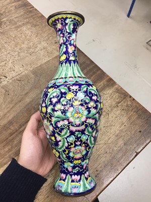 Lot 706 - A CHINESE CANTON-ENAMEL 'LOTUS' VASE