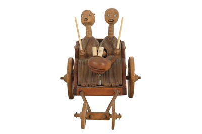 Lot 115 - A Wooden Kobe Toy Of Old Couple In Rickshaw