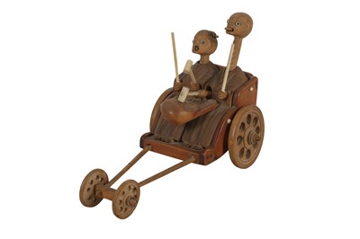 Lot 115 - A Wooden Kobe Toy Of Old Couple In Rickshaw