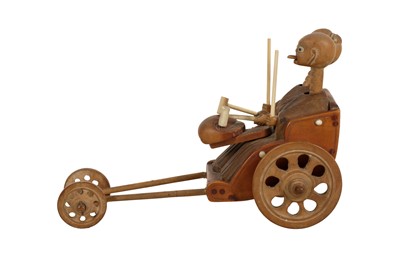 Lot 115 - A Wooden Kobe Toy Of Old Couple In Rickshaw