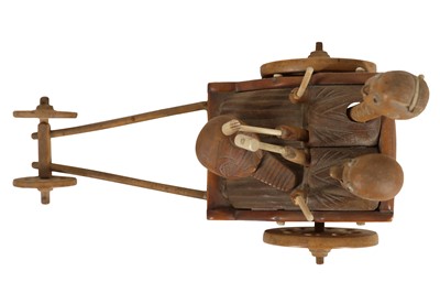 Lot 115 - A Wooden Kobe Toy Of Old Couple In Rickshaw