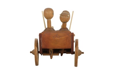 Lot 115 - A Wooden Kobe Toy Of Old Couple In Rickshaw