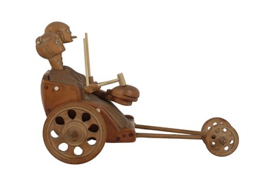 Lot 115 - A Wooden Kobe Toy Of Old Couple In Rickshaw