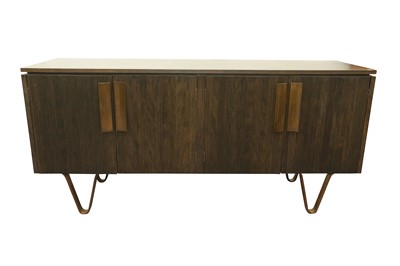 Lot 459 - A CONTEMPORARY STAINED BEACHWOOD SIDEBOARD OR BUFFET