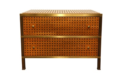 Lot 458 - A CONTEMPOARY LOW CHEST OF TWO LONG DRAWERS