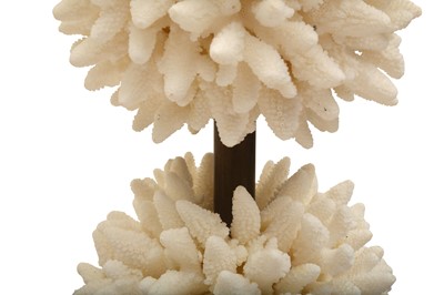 Lot 474 - A PAIR OF CONTEMPORARY CORAL TABLE LAMPS