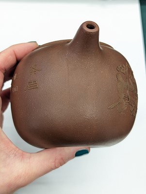 Lot 755 - A CHINESE YIXING ZISHA TEAPOT AND COVER
