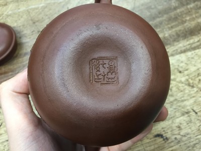 Lot 755 - A CHINESE YIXING ZISHA TEAPOT AND COVER