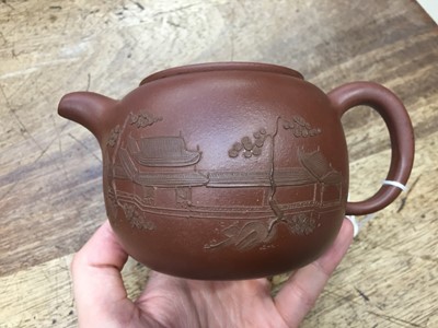 Lot 755 - A CHINESE YIXING ZISHA TEAPOT AND COVER