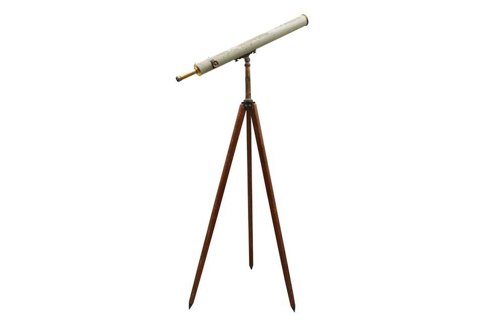 Lot 144 - A BROADHURST CLARKSON & CO BRASS TELESCOPE AND TRIPOD