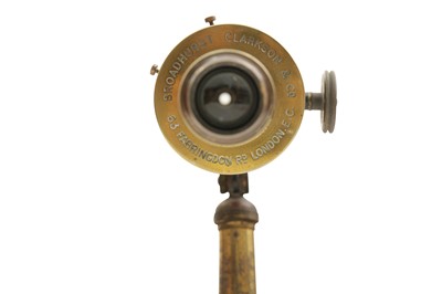 Lot 144 - A BROADHURST CLARKSON & CO BRASS TELESCOPE AND TRIPOD