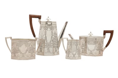 Lot 1265 - A SILVER PLATED FOUR PIECE TEA AND COFFEE SERVICE RETAILED BY THOMAS GOODE