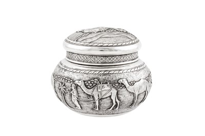 Lot 161 - A rare early 20th century Anglo – Indian silver tea caddy, Karachi circa 1920 by J. Manikrai