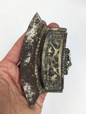 Lot 663 - A TIBETAN FLINT POUCH CHUCKMUCK