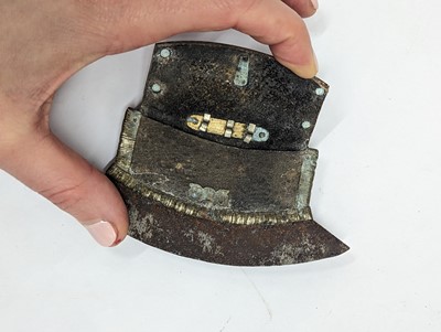 Lot 663 - A TIBETAN FLINT POUCH CHUCKMUCK