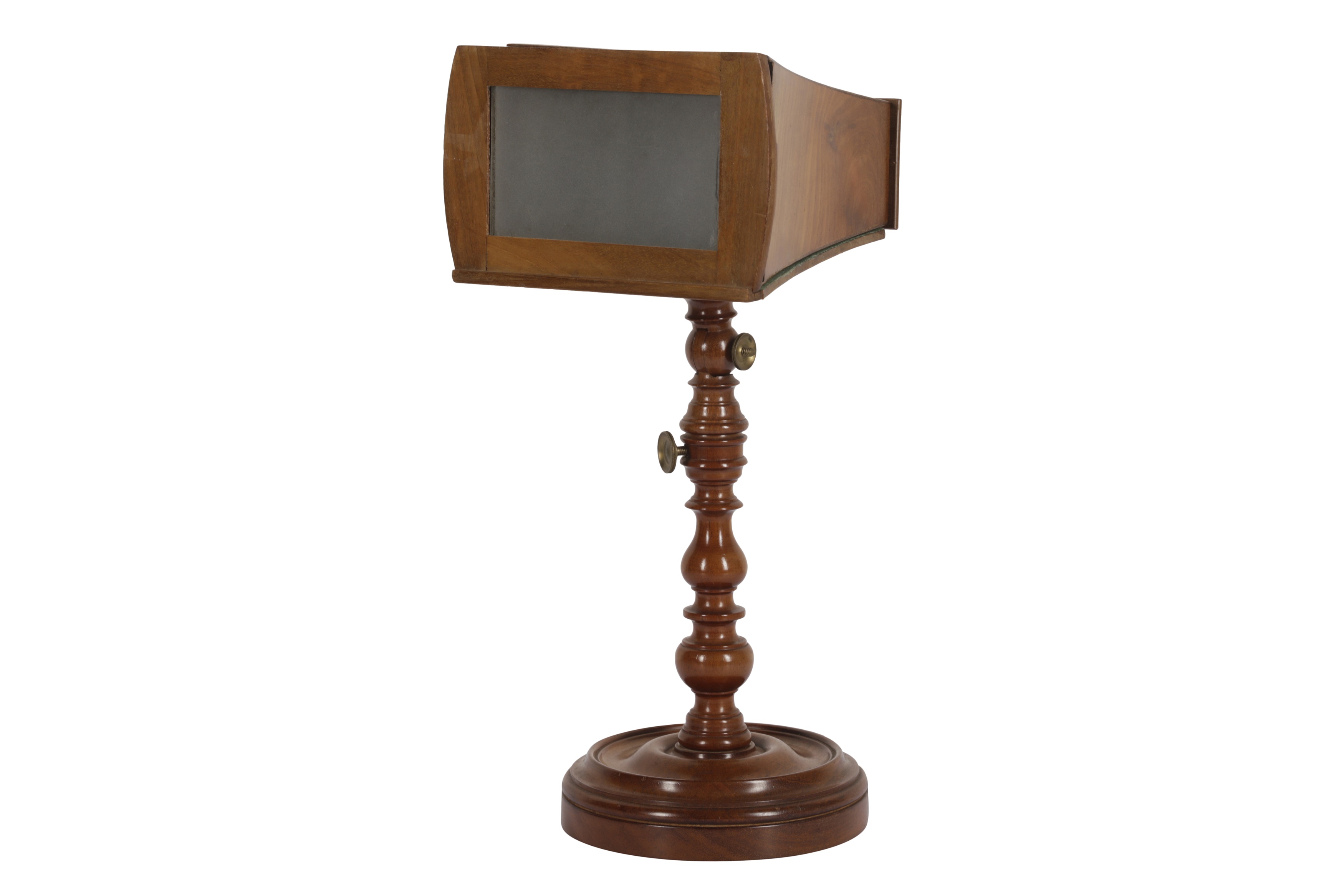 29: A LATE 19TH C. BREWSTER STYLE STEREOSCOPE ON STAND 29: A LATE 19TH C. BREWSTER STYLE STEREOSCOPE ON STAND