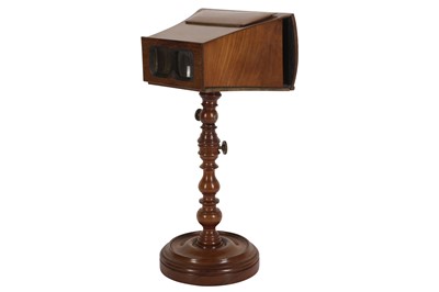 Lot 77 - A Brewster Stereoscope with Adjustable, Turned Wooden Table Stand.
