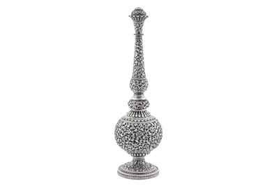 Lot 221 - A late 19th century Anglo – Indian unmarked silver rose water sprinkler (gulab pash), Cutch circa 1880