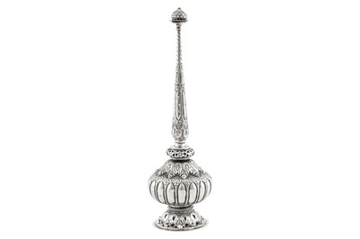 Lot 51 - A late 19th century Anglo – Indian unmarked silver rose water sprinkler (gulab pash), South India circa 1880