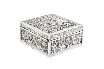 Lot 94 - A late 19th / early 20th century Anglo – Indian unmarked silver dressing table box, Lucknow circa 1900