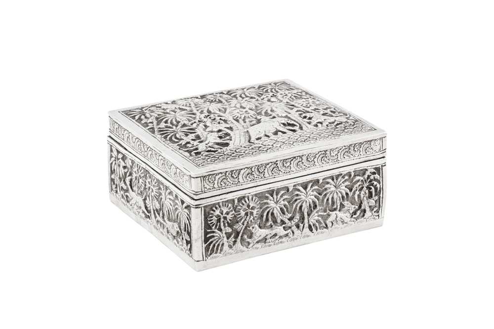 Lot 94 - A late 19th / early 20th century Anglo – Indian unmarked silver dressing table box, Lucknow circa 1900