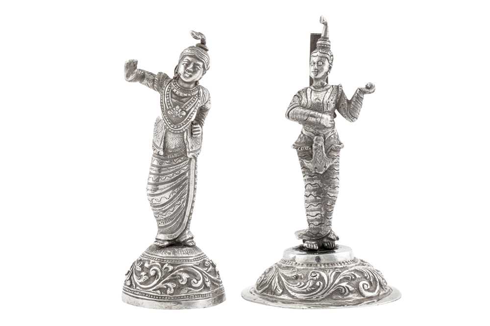 Lot 8 - Two late 19th / early 20th century Burmese unmarked silver menu holders, Rangoon circa 1900