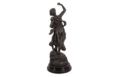 Lot 22 - A Spelter Figure Of A Lady With A Gramophone