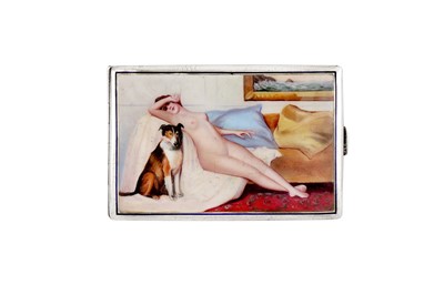 Lot 247 - AN EARLY 20TH CENTURY AUSTRIAN SILVER AND ENAMEL NOVELTY EROTIC CIGARETTE CASE VIENNA CIRCA 1910, MAKER'S MARK OBSCURED