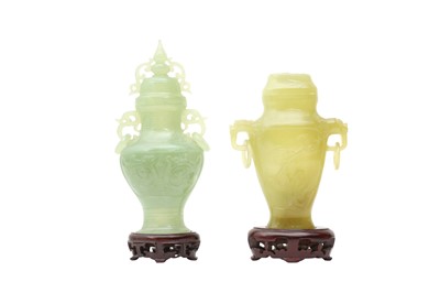 Lot 505 - TWO CHINESE HARDSTONE VASES AND COVERS