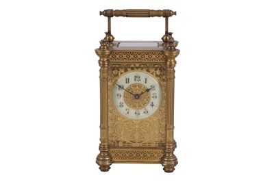 Lot 98 - Late 19thC/early 20thC  French Gilt Brass Carriage Clock