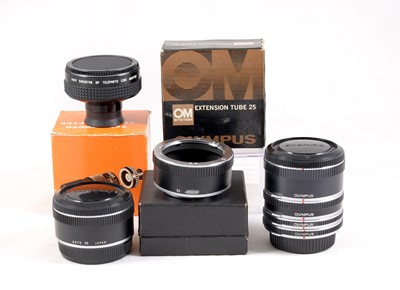 Lot 282 - Various Olympus OM Extensions Tubes & a Telescope Lens Converter.