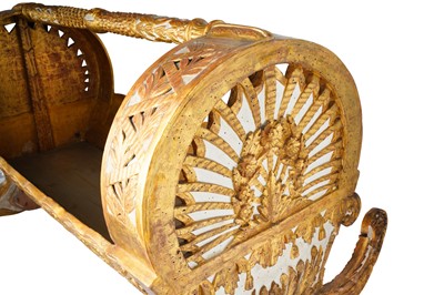 Lot 449 - AN OTTOMAN WHITE AND GOLD-PAINTED WOODEN CRADLE