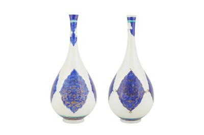 Lot 461 - A PAIR OF SAFAVID-STYLE POTTERY VASES
