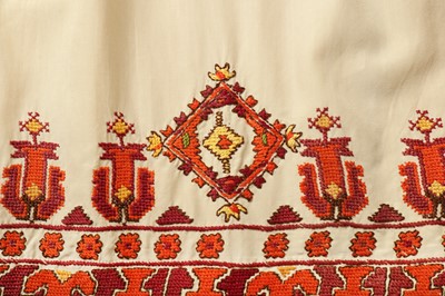 Lot 316 - A PALESTINIAN COTTON DRESS AND ITS ACCESSORIES