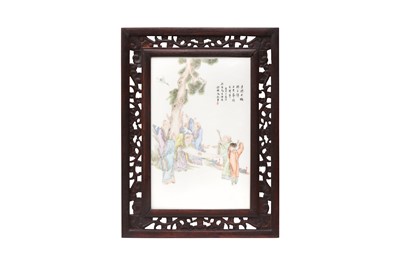 Lot 734 - A CHINESE FAMILLE-ROSE 'SAGES' PLAQUE
